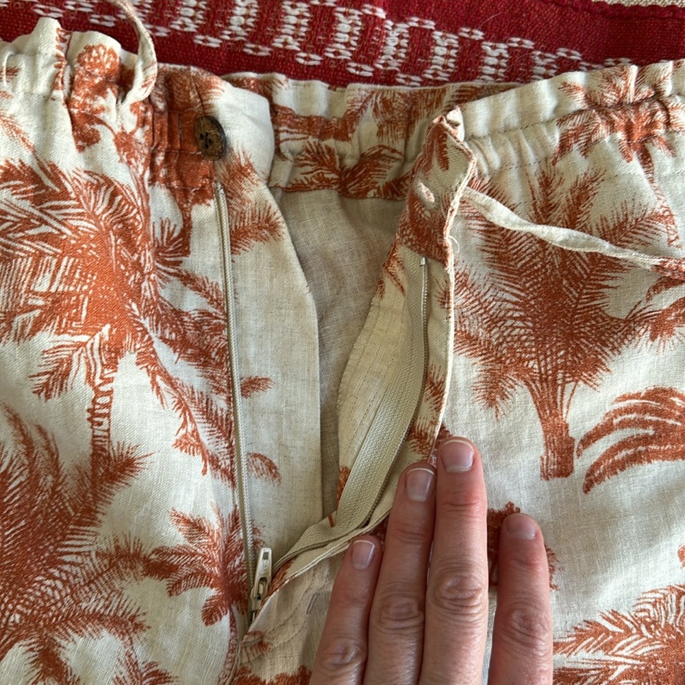 Vintage Jamaica Bay Linen Palm Tree Print Pants Size Medium - Picture 5 of 7